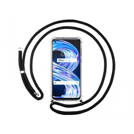 Funda Colgante Transparente para Realme 8 5G / Narzo 30 5G con Cordon Negro