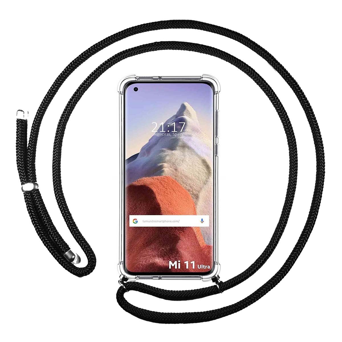 Funda Colgante Transparente para Xiaomi Mi 11 Ultra 5G con Cordon Negro