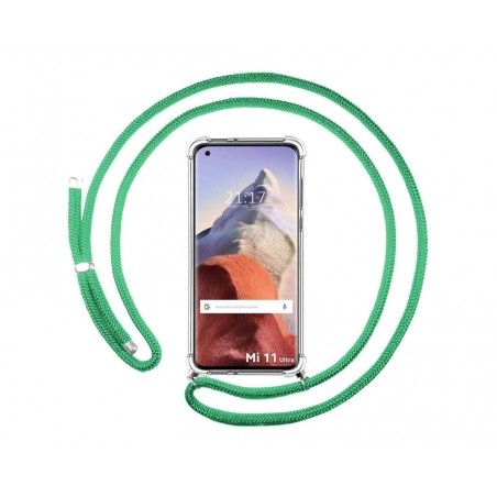 Funda Colgante Transparente para Xiaomi Mi 11 Ultra 5G con Cordon Verde Agua