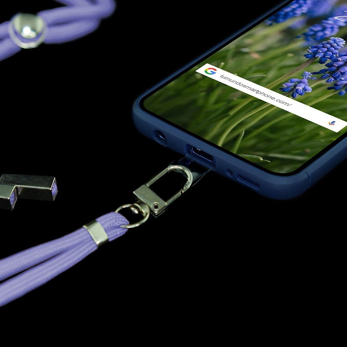 Adaptador Universal con Cordón para Funda de Móvil Colgante color Morado
