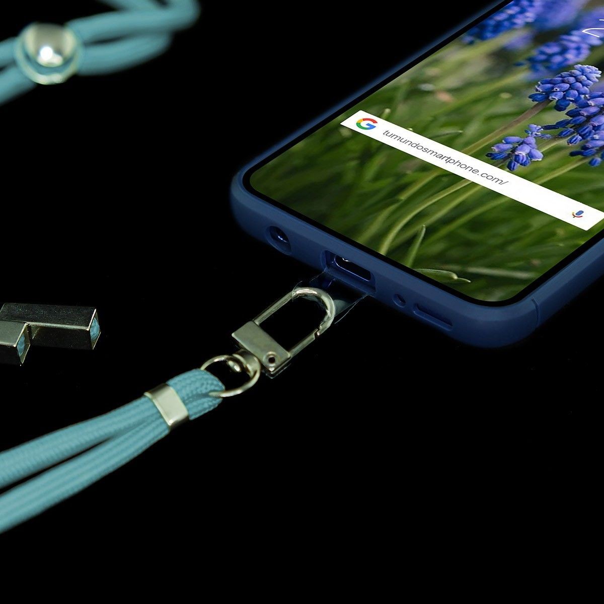 Adaptador Universal con Cordón para Funda de Móvil Colgante color Verde Agua