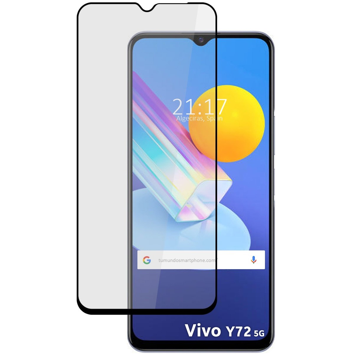 Protector Cristal Templado Completo 5D Full Glue Negro para Vivo Y52 5G / Y72 5G Vidrio