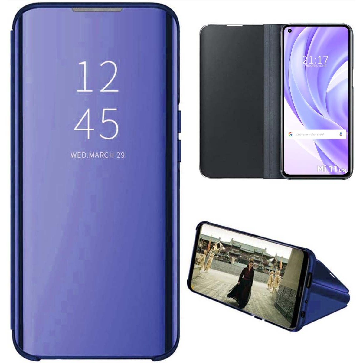 Funda Flip Cover Clear View para Xiaomi Mi 11 Lite 4G / 5G / 5G NE color Azul