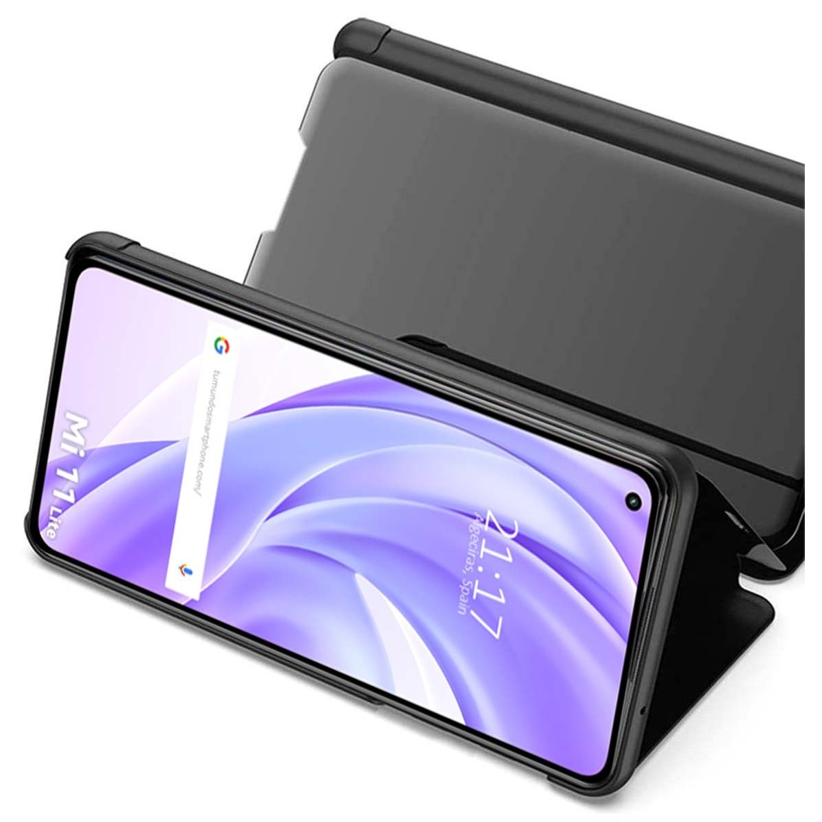 Funda Flip Cover Clear View para Xiaomi Mi 11 Lite 4G / 5G / 5G NE color Negra