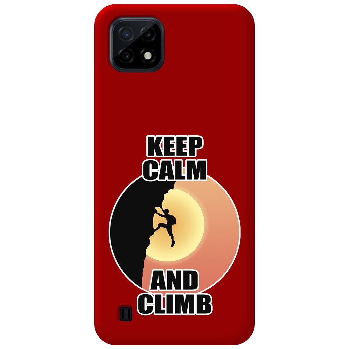 Funda Silicona Líquida Roja para Realme C21 diseño Hombre Escalada Dibujos