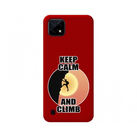 Funda Silicona Líquida Roja para Realme C21 diseño Hombre Escalada Dibujos