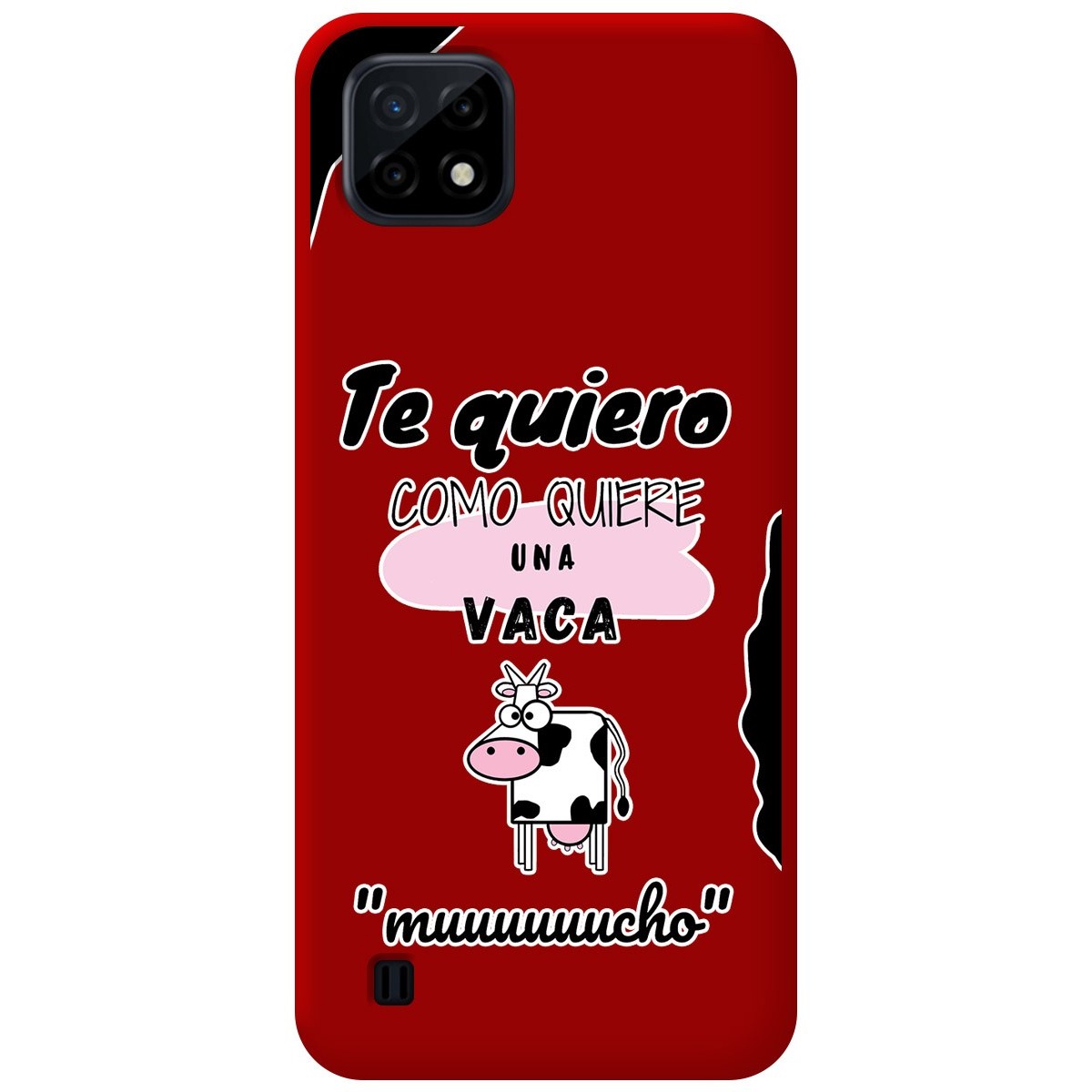 Funda Silicona Líquida Roja para Realme C21 diseño Vaca Dibujos