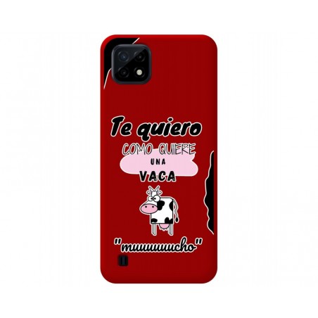 Funda Silicona Líquida Roja para Realme C21 diseño Vaca Dibujos