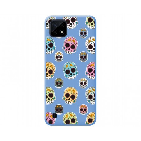 Funda Silicona Líquida Azul para Realme C21 diseño Catrina Dibujos