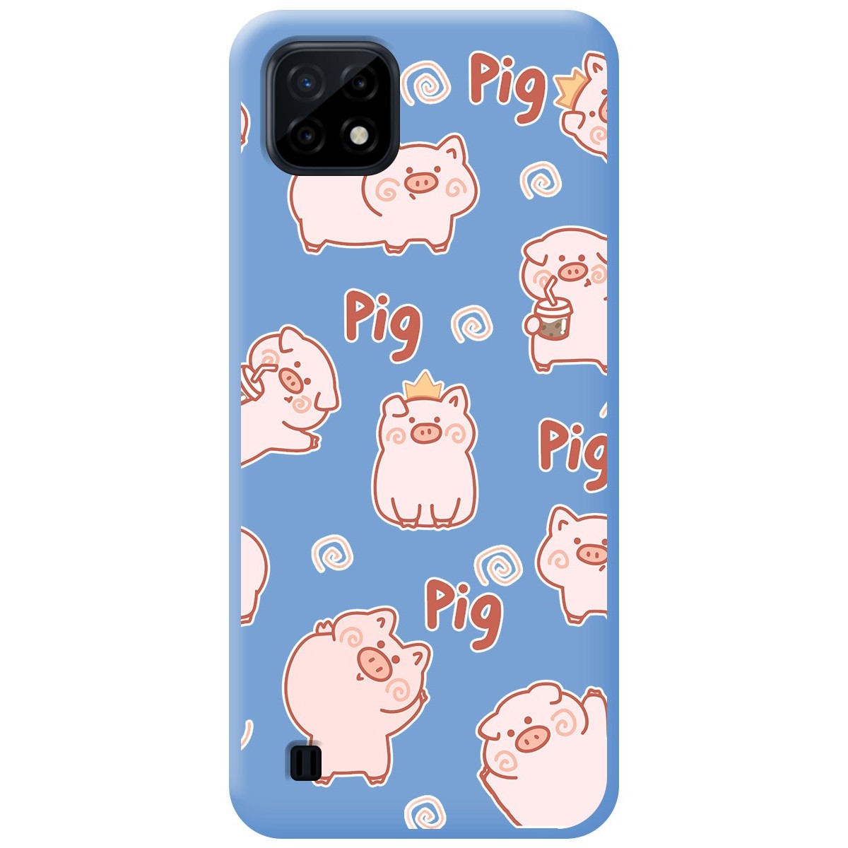 Funda Silicona Líquida Azul para Realme C21 diseño Cerdos Dibujos