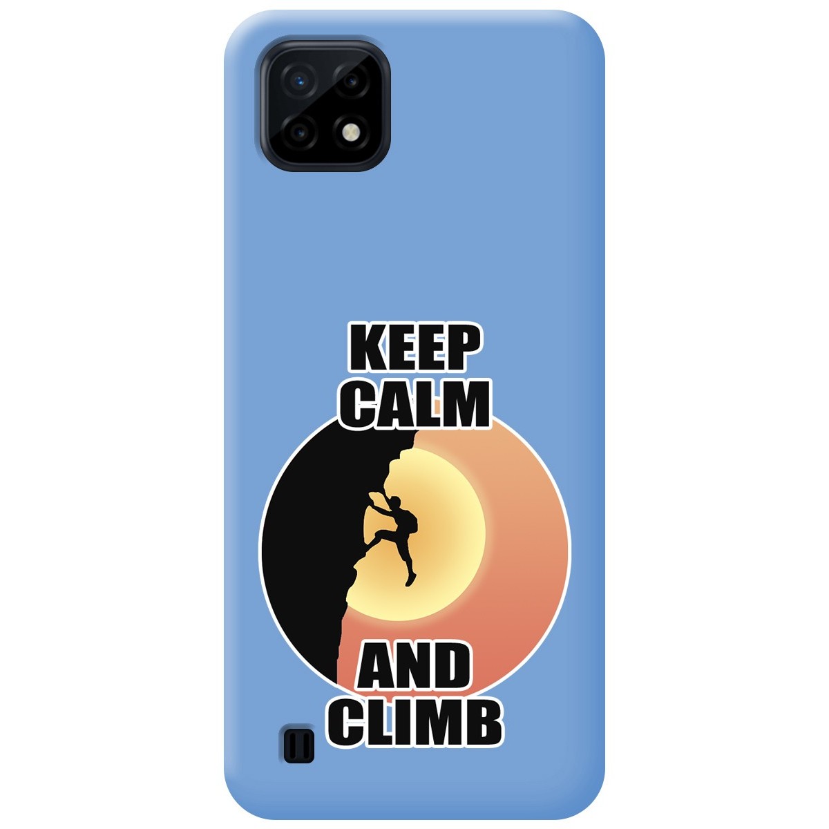 Funda Silicona Líquida Azul para Realme C21 diseño Hombre Escalada Dibujos