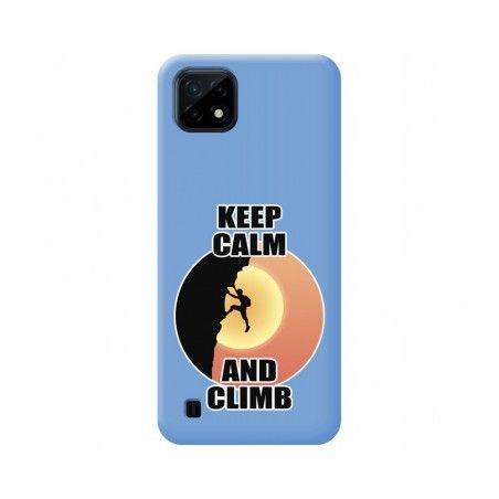 Funda Silicona Líquida Azul para Realme C21 diseño Hombre Escalada Dibujos