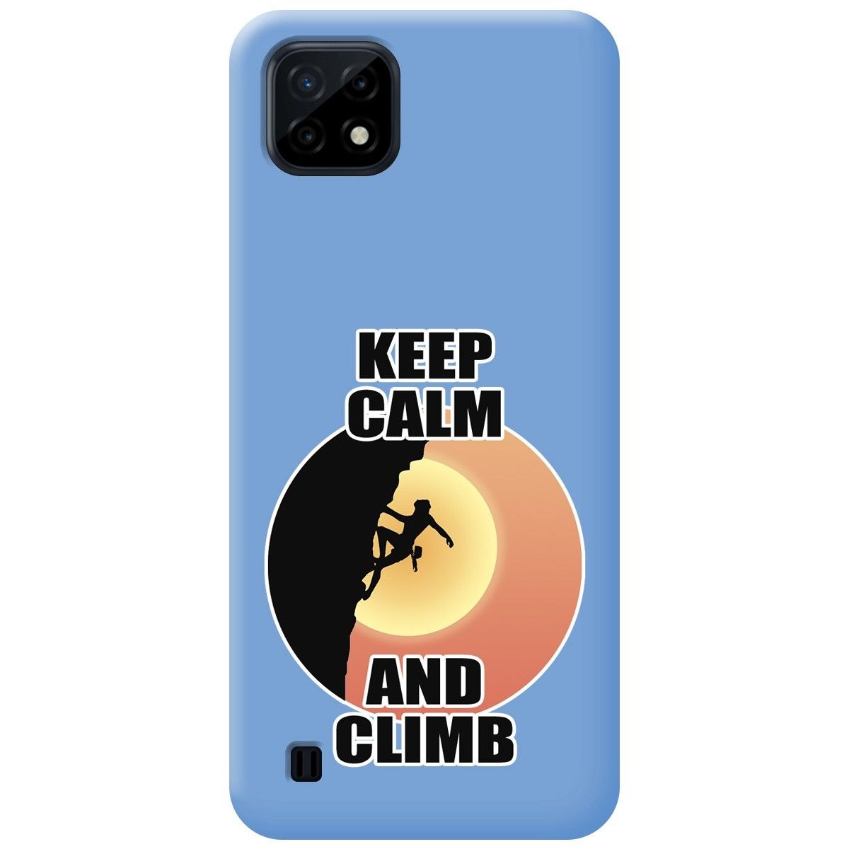 Funda Silicona Líquida Azul para Realme C21 diseño Mujer Escalada Dibujos