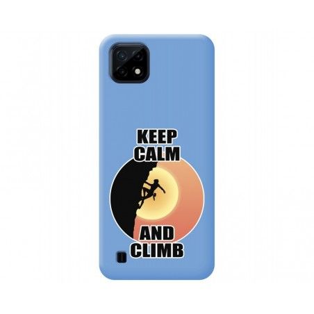 Funda Silicona Líquida Azul para Realme C21 diseño Mujer Escalada Dibujos