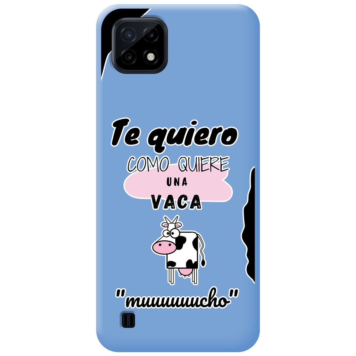 Funda Silicona Líquida Azul para Realme C21 diseño Vaca Dibujos