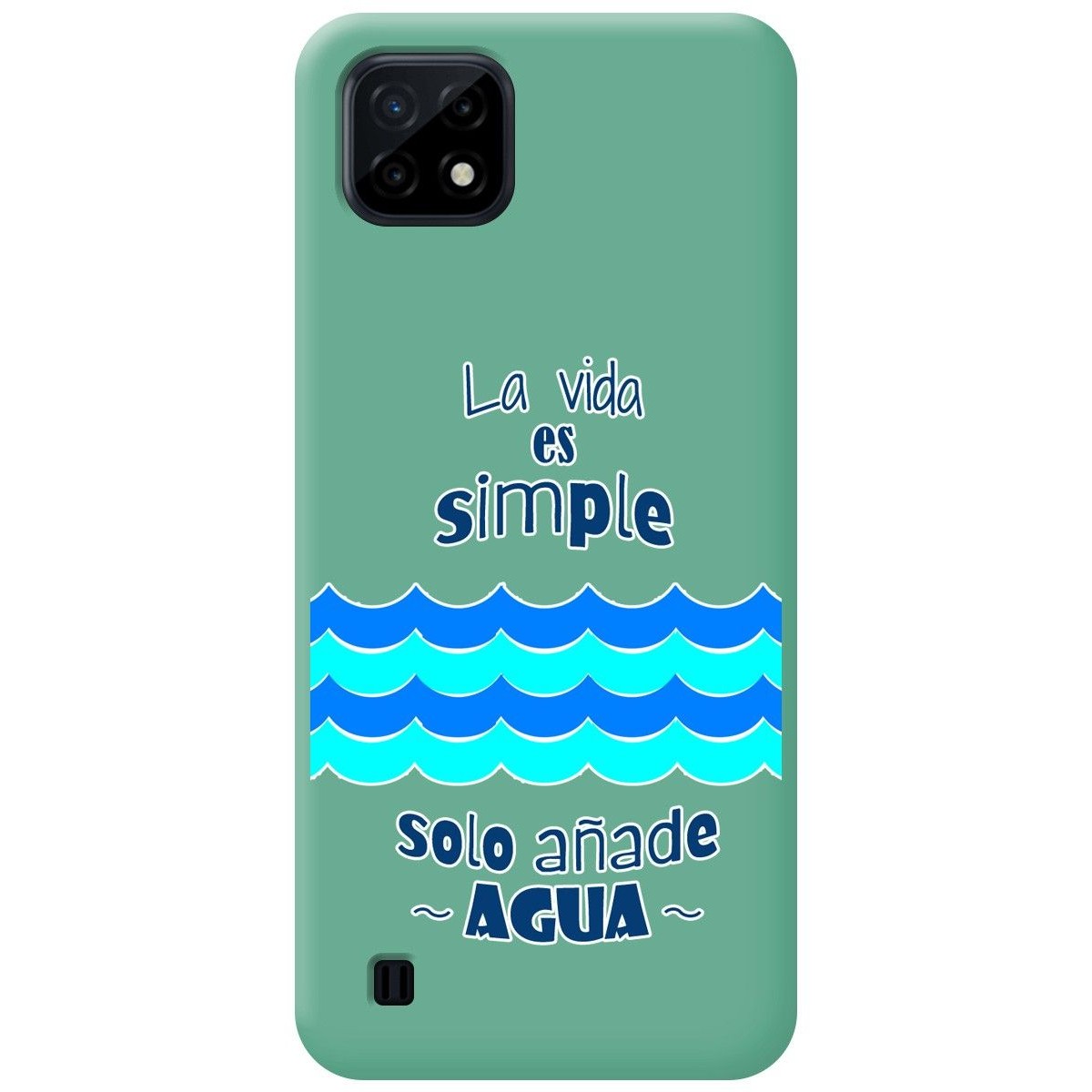 Funda Silicona Líquida Verde para Realme C21 diseño Agua Dibujos