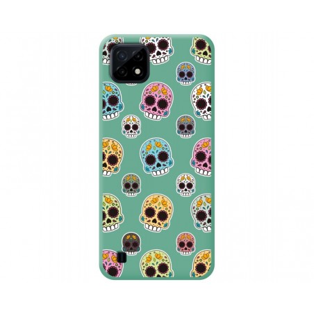 Funda Silicona Líquida Verde para Realme C21 diseño Catrina Dibujos