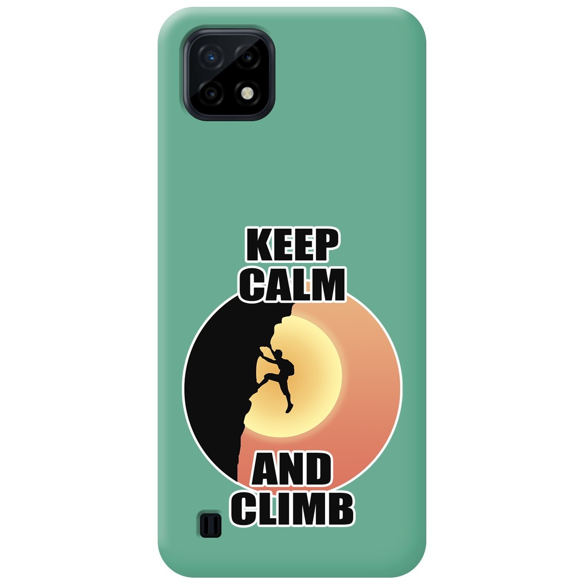 Funda Silicona Líquida Verde para Realme C21 diseño Hombre Escalada Dibujos