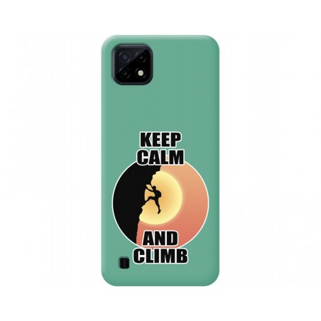 Funda Silicona Líquida Verde para Realme C21 diseño Hombre Escalada Dibujos