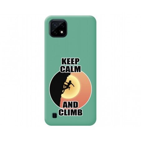 Funda Silicona Líquida Verde para Realme C21 diseño Mujer Escalada Dibujos