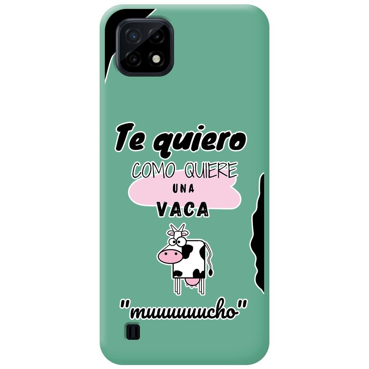 Funda Silicona Líquida Verde para Realme C21 diseño Vaca Dibujos