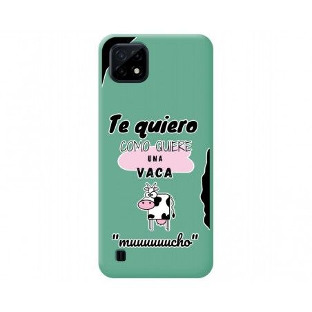 Funda Silicona Líquida Verde para Realme C21 diseño Vaca Dibujos