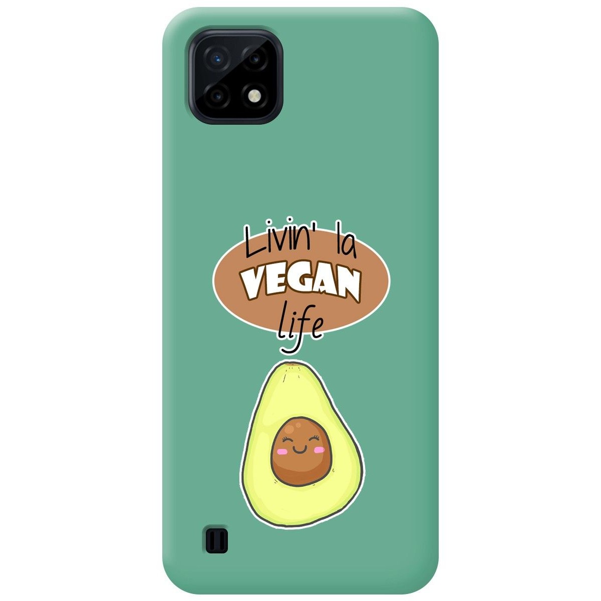 Funda Silicona Líquida Verde para Realme C21 diseño Vegan Life Dibujos