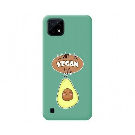 Funda Silicona Líquida Verde para Realme C21 diseño Vegan Life Dibujos