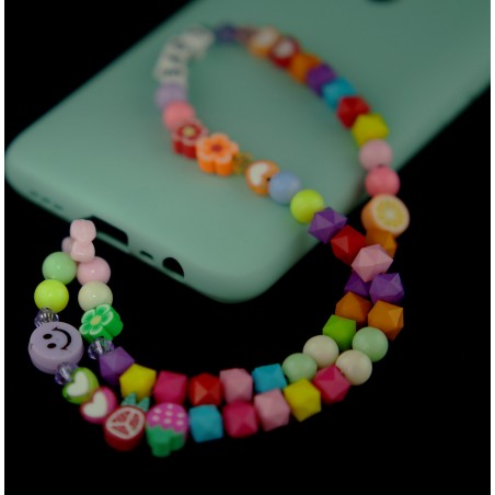Pulsera de Cuentas Modelo 03 para Teléfono Móvil con Abalorios Multicolor