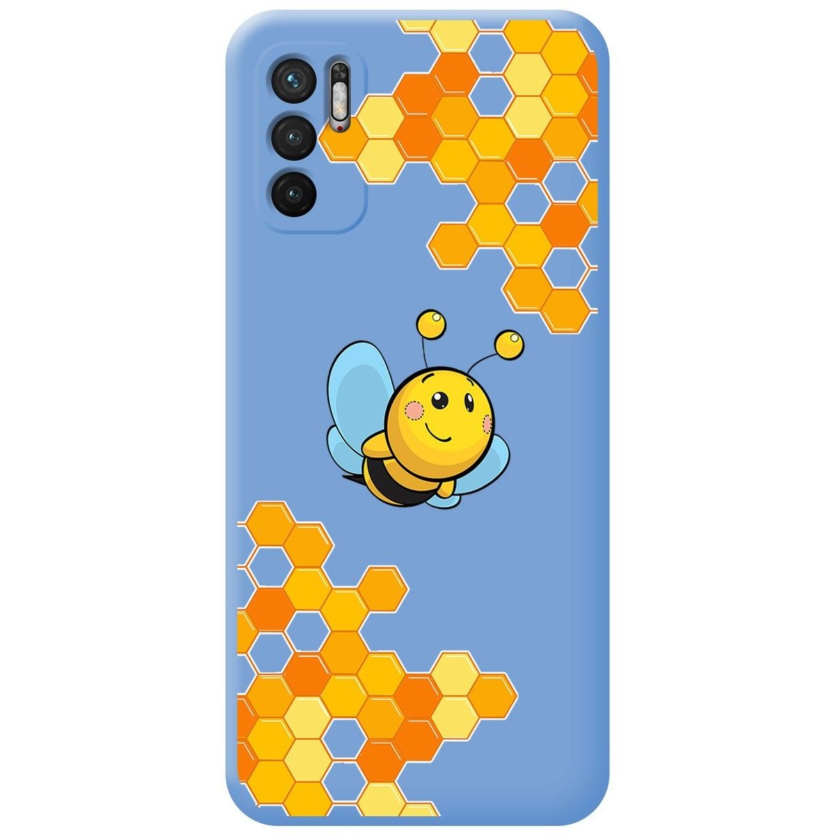 Funda Silicona Líquida Azul para Xiaomi Redmi Note 10 5G / POCO M3 Pro 5G diseño Abeja Dibujos