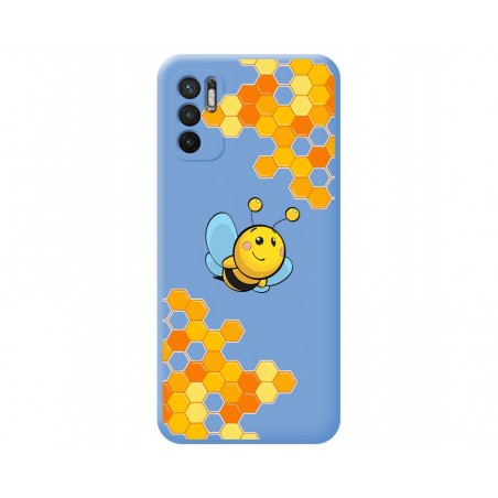 Funda Silicona Líquida Azul para Xiaomi Redmi Note 10 5G / POCO M3 Pro 5G diseño Abeja Dibujos