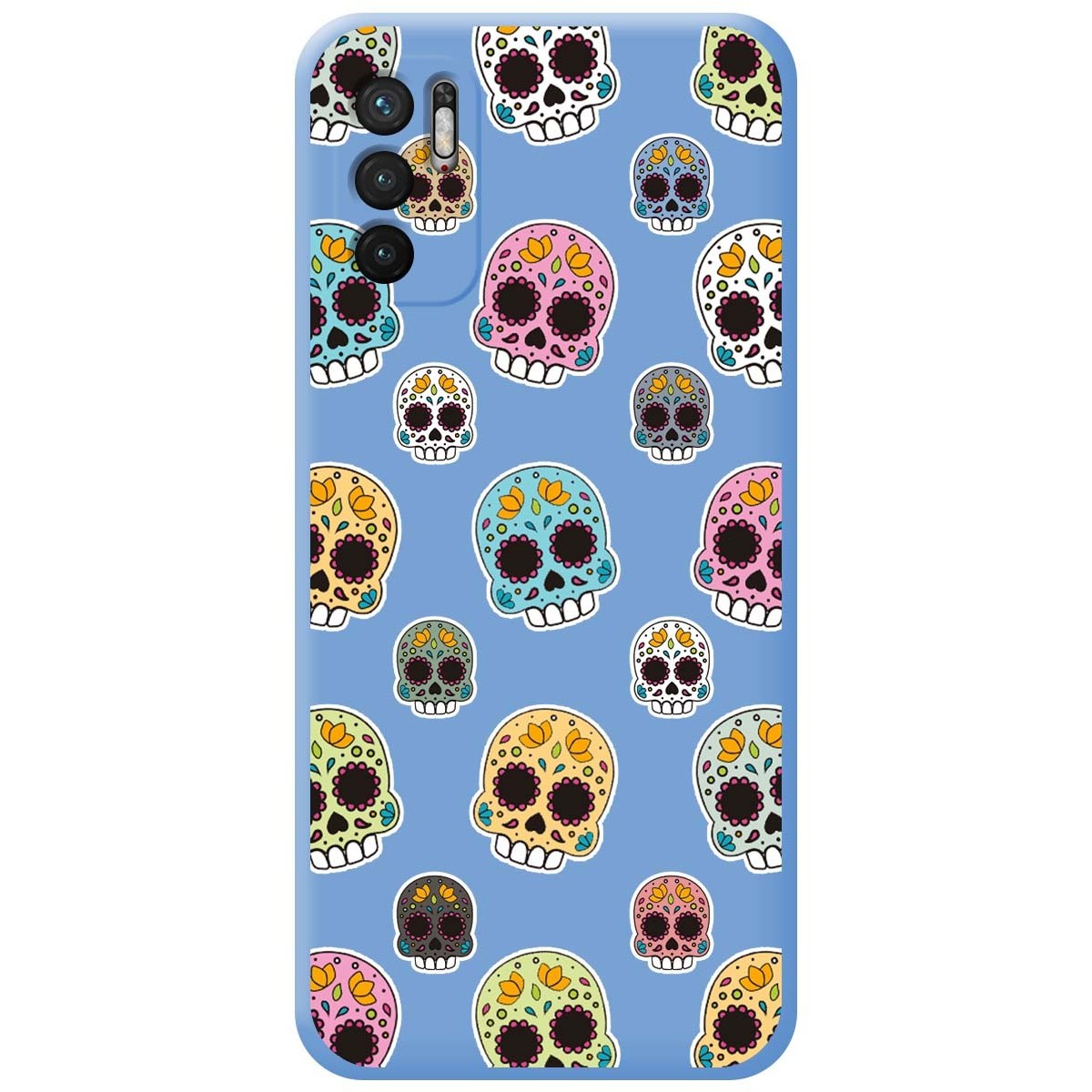Funda Silicona Líquida Azul para Xiaomi Redmi Note 10 5G / POCO M3 Pro 5G diseño Catrina Dibujos