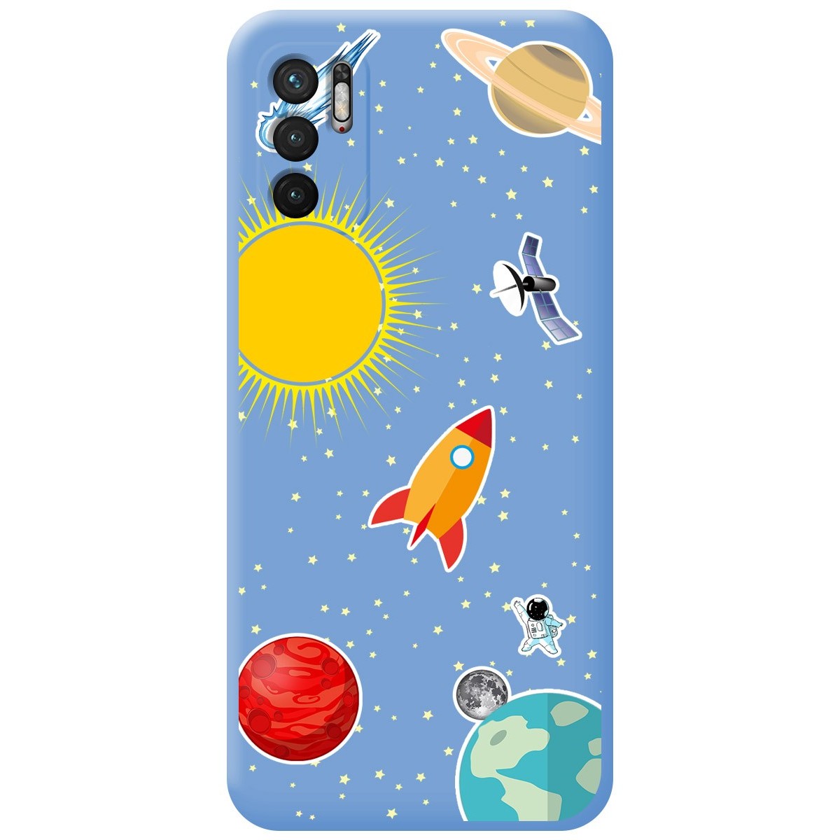 Funda Silicona Líquida Azul para Xiaomi Redmi Note 10 5G / POCO M3 Pro 5G diseño Espacio Dibujos