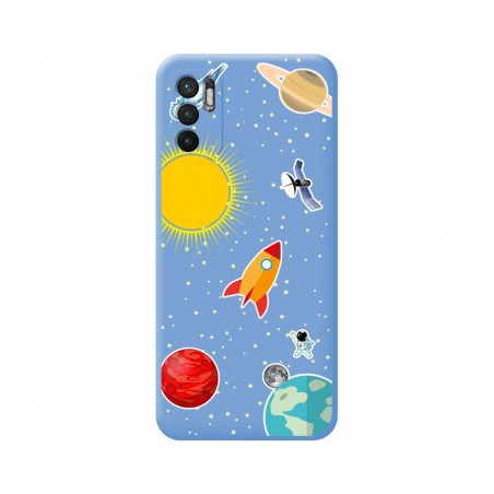 Funda Silicona Líquida Azul para Xiaomi Redmi Note 10 5G / POCO M3 Pro 5G diseño Espacio Dibujos