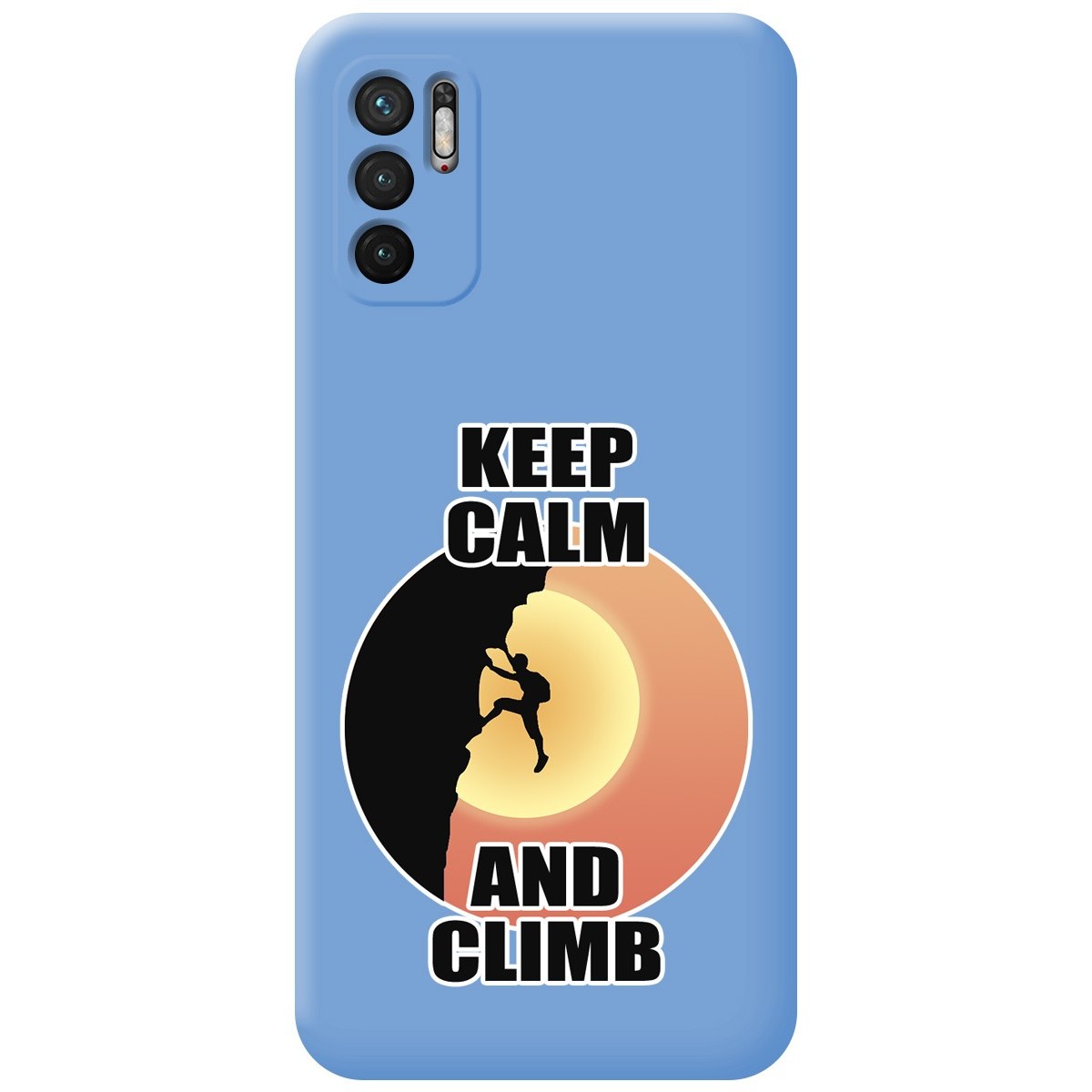 Funda Silicona Líquida Azul para Xiaomi Redmi Note 10 5G / POCO M3 Pro 5G diseño Hombre Escalada Dibujos