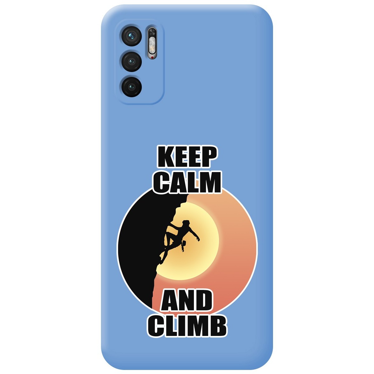 Funda Silicona Líquida Azul para Xiaomi Redmi Note 10 5G / POCO M3 Pro 5G diseño Mujer Escalada Dibujos