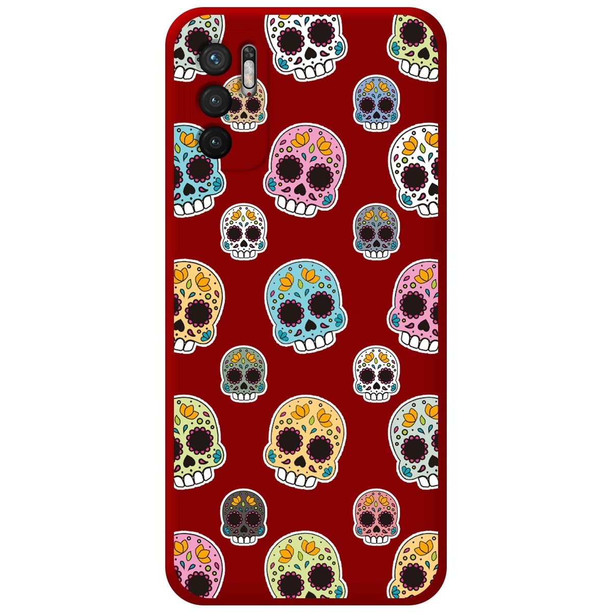 Funda Silicona Líquida Roja para Xiaomi Redmi Note 10 5G / POCO M3 Pro 5G diseño Catrina Dibujos