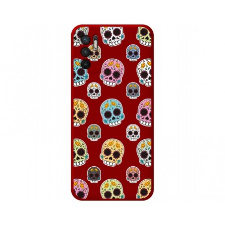 Funda Silicona Líquida Roja para Xiaomi Redmi Note 10 5G / POCO M3 Pro 5G diseño Catrina Dibujos