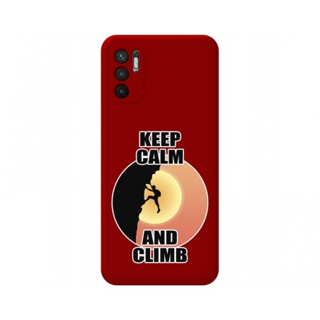 Funda Silicona Líquida Roja para Xiaomi Redmi Note 10 5G / POCO M3 Pro 5G diseño Hombre Escalada Dibujos