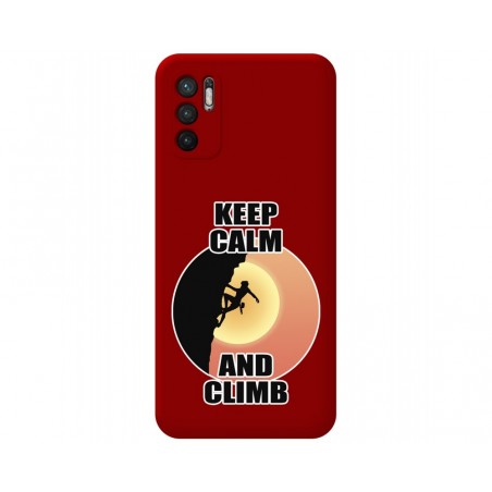 Funda Silicona Líquida Roja para Xiaomi Redmi Note 10 5G / POCO M3 Pro 5G diseño Mujer Escalada Dibujos