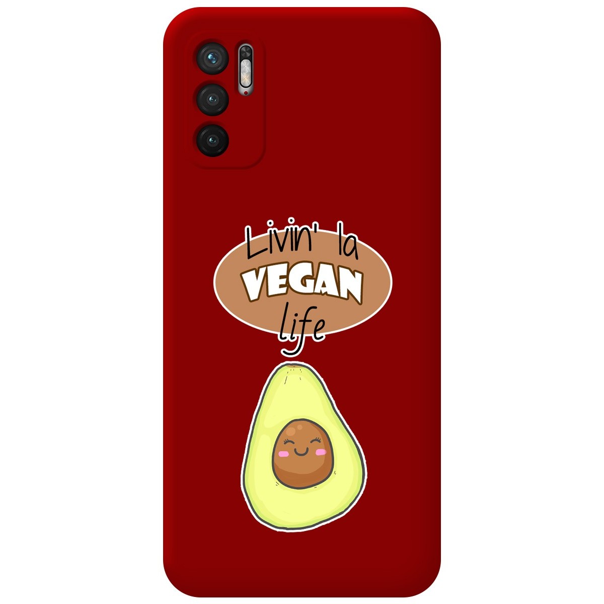 Funda Silicona Líquida Roja para Xiaomi Redmi Note 10 5G / POCO M3 Pro 5G diseño Vegan Life Dibujos