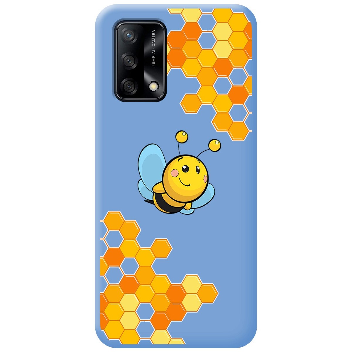 Funda Silicona Líquida Azul para Oppo A74 4G diseño Abeja Dibujos