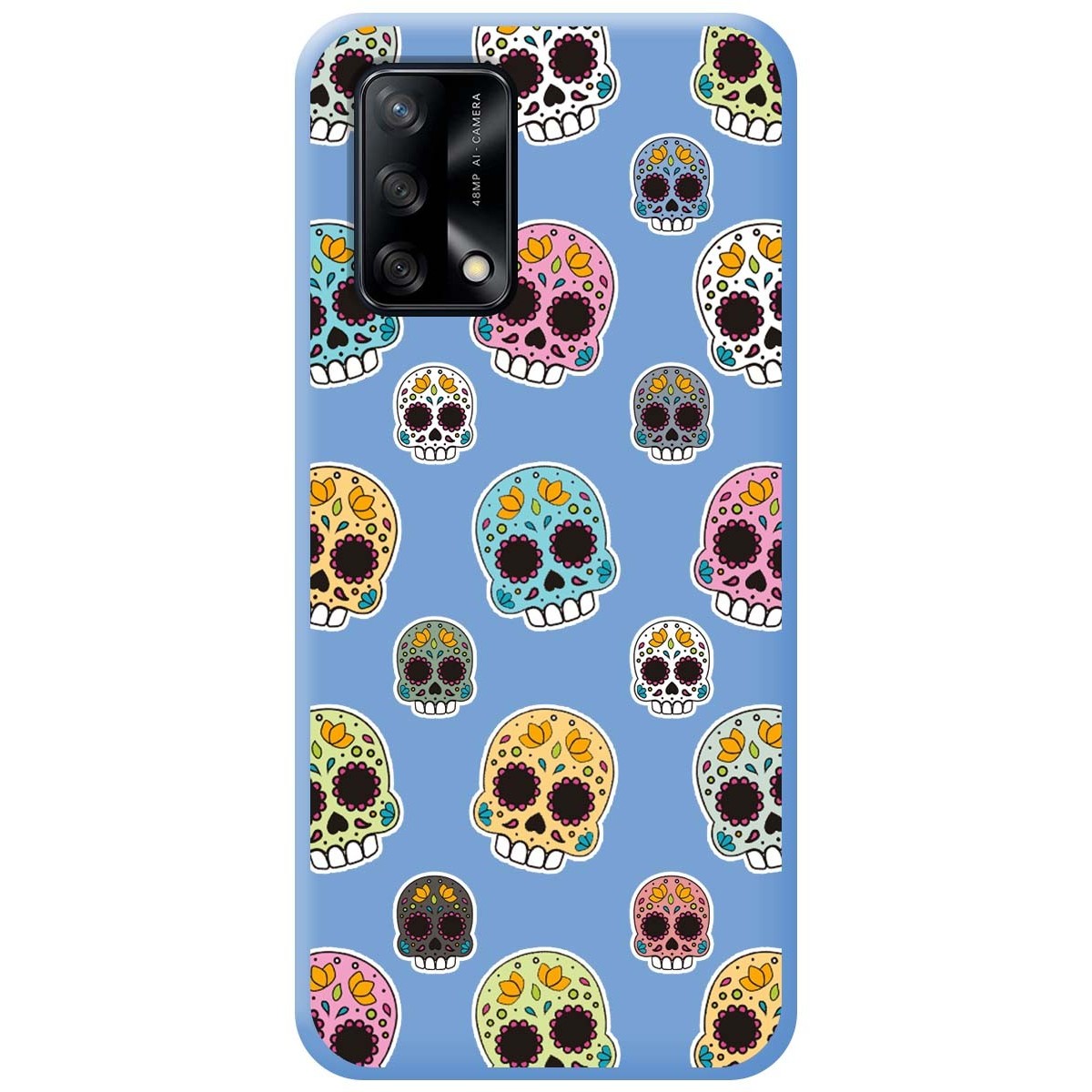 Funda Silicona Líquida Azul para Oppo A74 4G diseño Catrina Dibujos