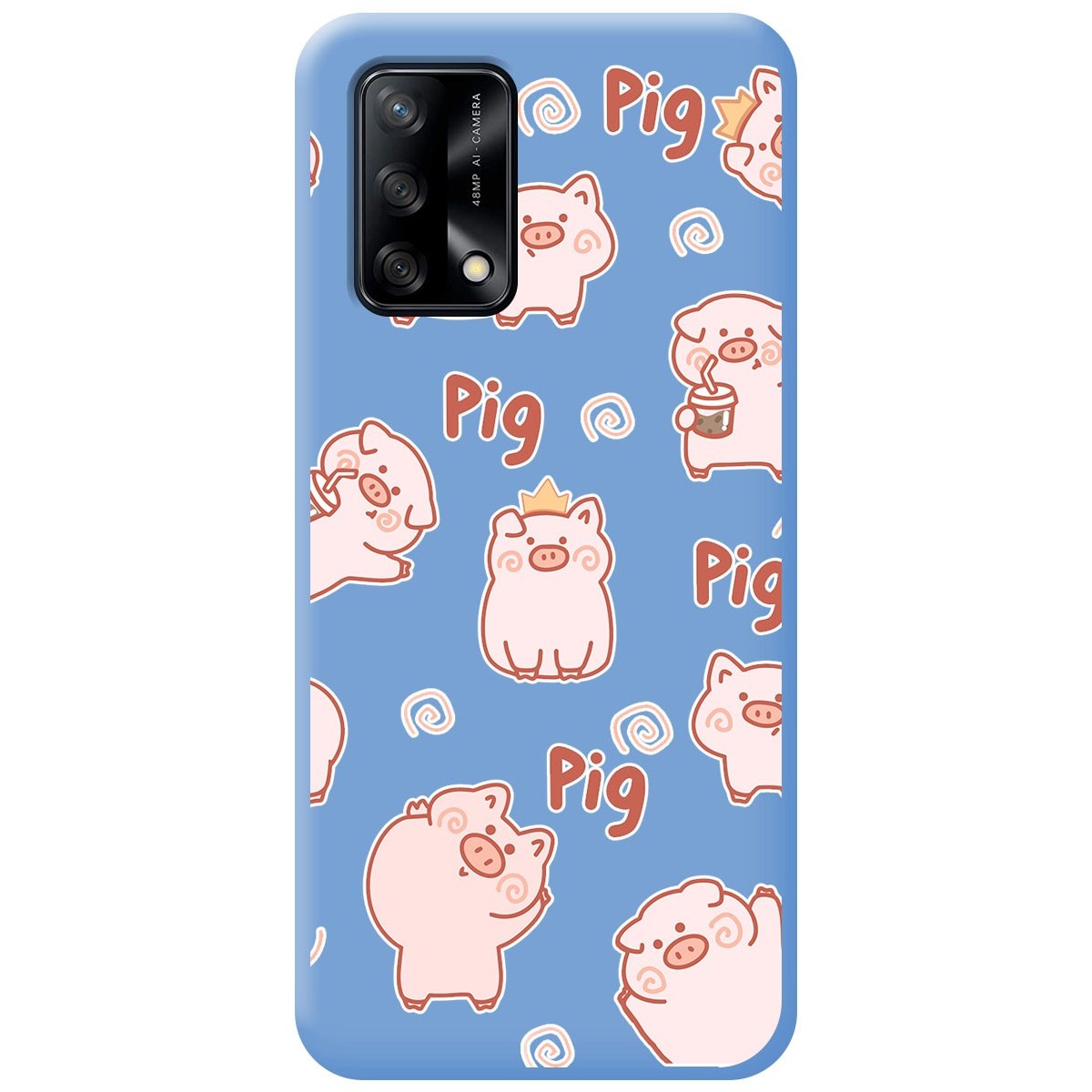 Funda Silicona Líquida Azul para Oppo A74 4G diseño Cerdos Dibujos