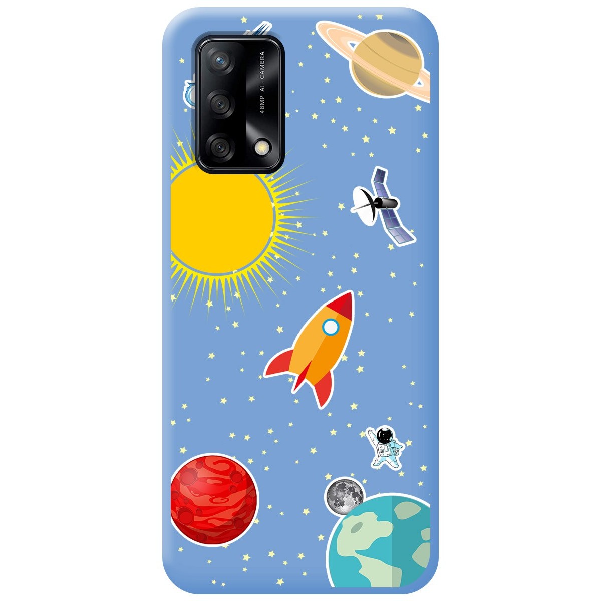 Funda Silicona Líquida Azul para Oppo A74 4G diseño Espacio Dibujos