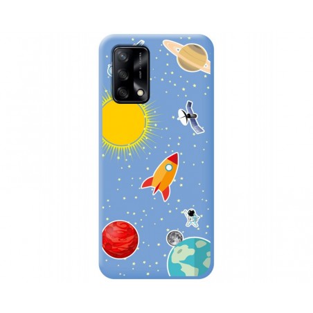 Funda Silicona Líquida Azul para Oppo A74 4G diseño Espacio Dibujos