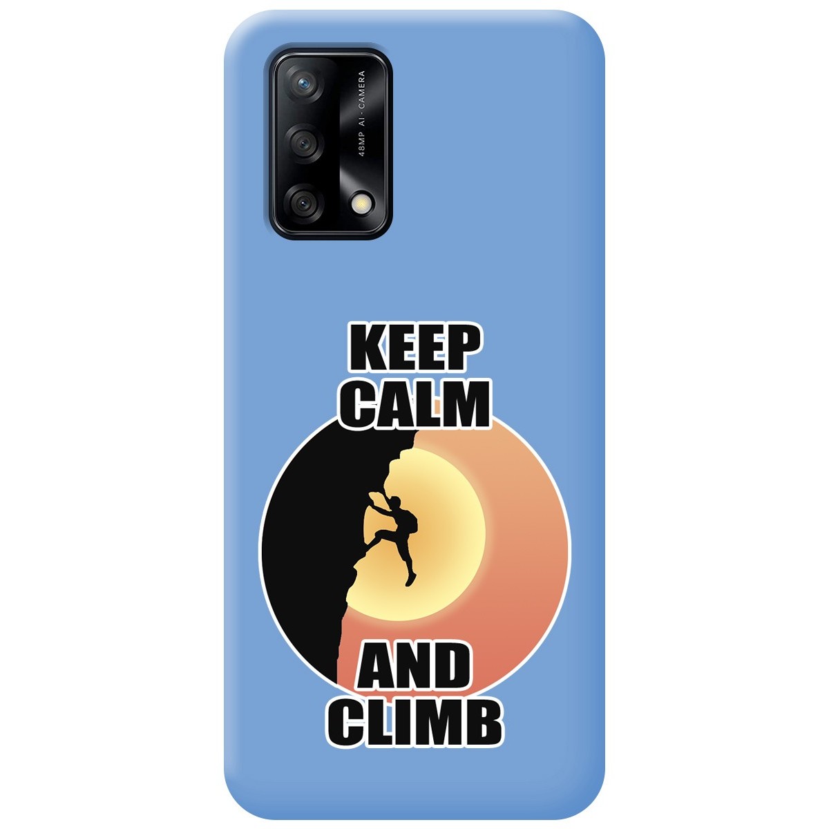 Funda Silicona Líquida Azul para Oppo A74 4G diseño Hombre Escalada Dibujos