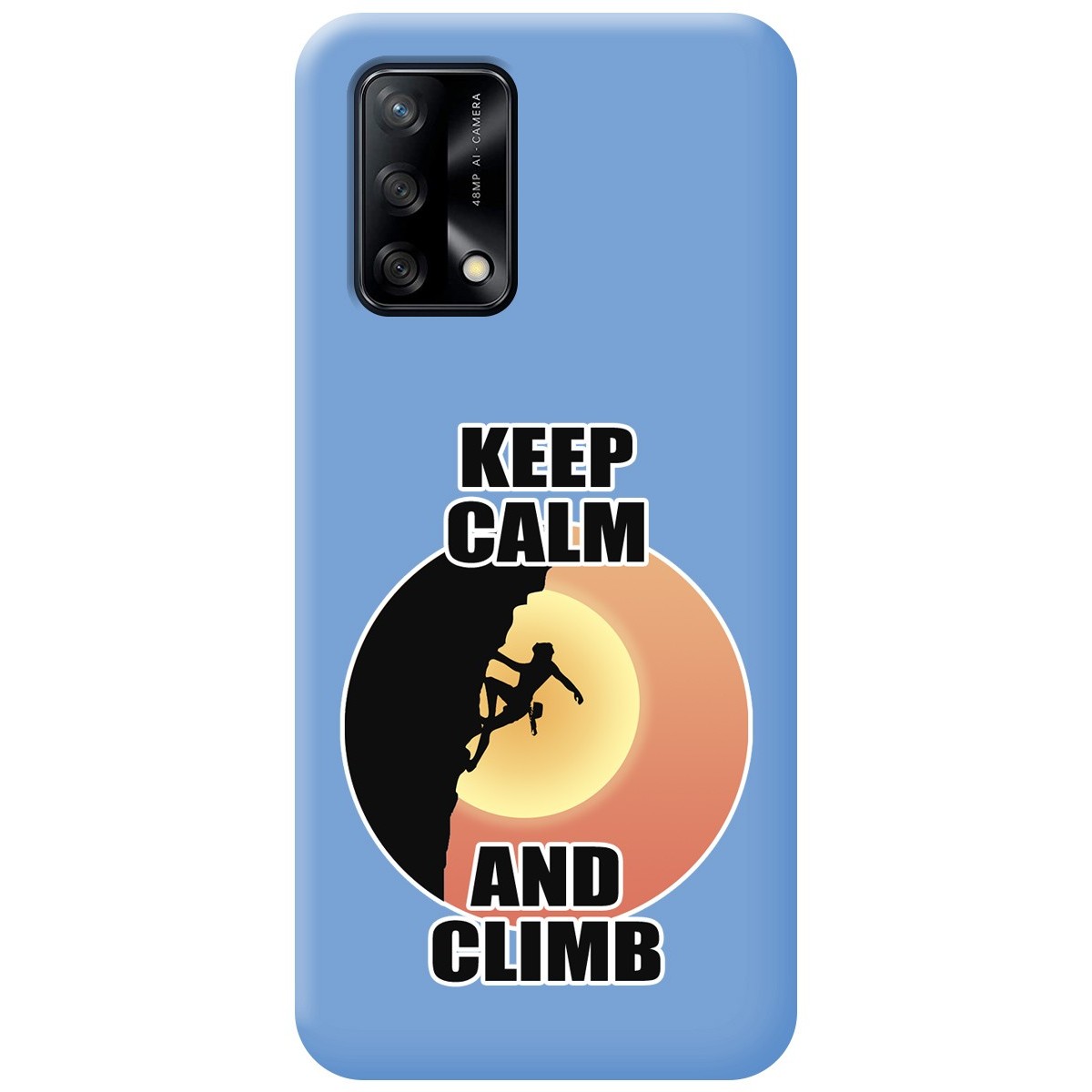 Funda Silicona Líquida Azul para Oppo A74 4G diseño Mujer Escalada Dibujos