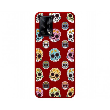 Funda Silicona Líquida Roja para Oppo A74 4G diseño Catrina Dibujos