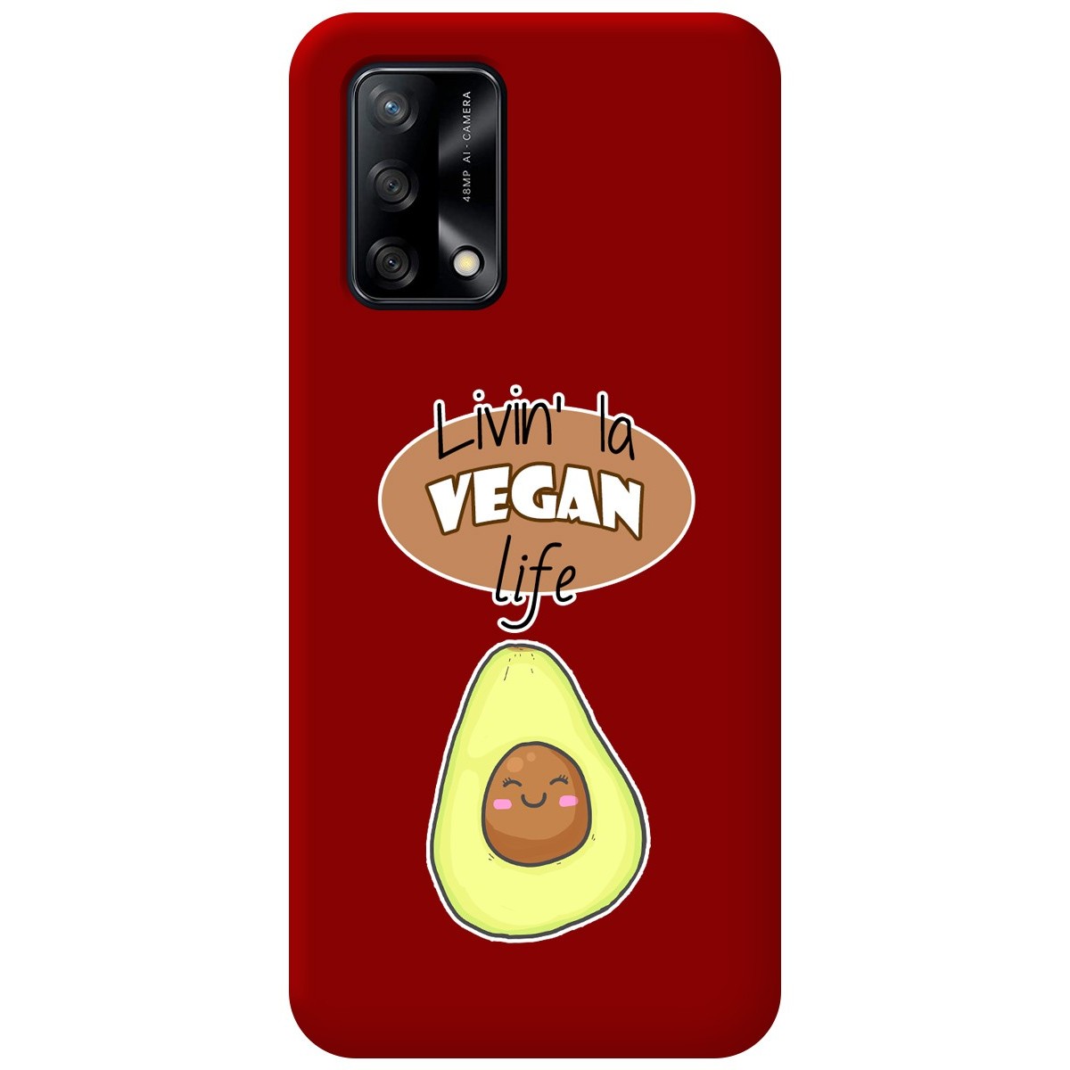 Funda Silicona Líquida Roja para Oppo A74 4G diseño Vegan Life Dibujos